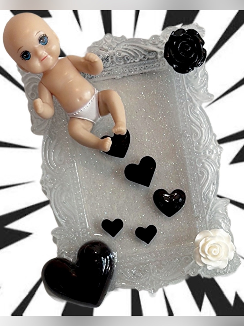 Handmade “Love Dump” Glitter Resin Mini Framed Mixed Media Weird Wall Art